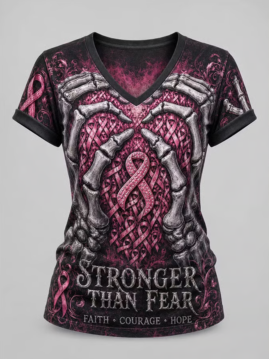 Women'S Breast Cancer Awareness Printed T-Shirt