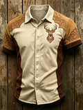 Western Ethnic Pattern Printed Lapel Top