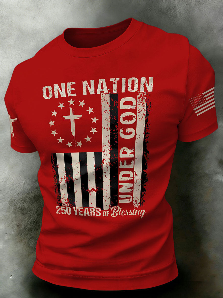 Men'S USA  Independence Day   Faith Art Printed T-Shirt