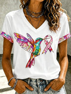 Women's Hummingbird Pink Ribbon T-shirt
