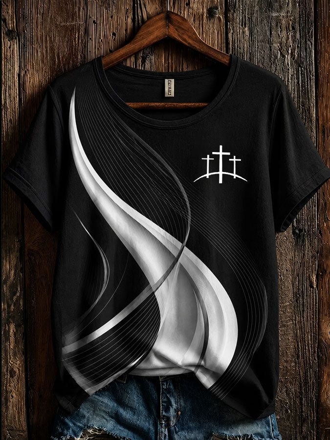 Women's Faith Cross Printed Casual T-shirt