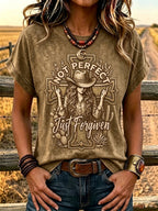 Women'S Western-Style Retro Faith Print  T-Shirt