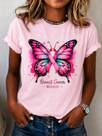 Women's Breast Cancer Awareness Print Casual T-Shirt