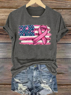 Women's breast cancer US flag T-shirt