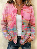 Women's Casual Floral Knitted Cardigan Top