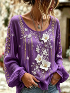 Women'S Casual Plant Flower Art Pattern Printed Top