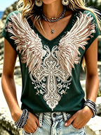 Women'S Retro Cotton And Linen Cross Pattern Top
