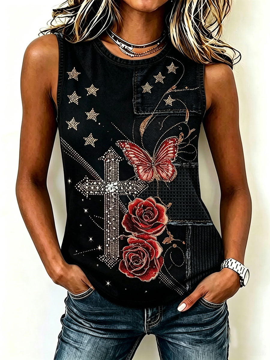 Women's Faith Floral Print Sleeveless Top