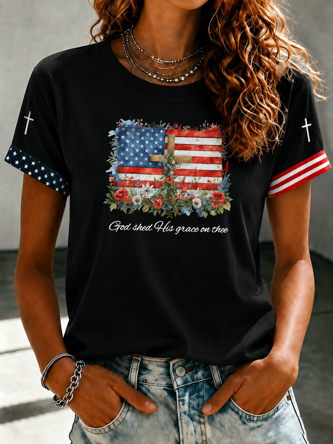 Women'S God Shed His Grace On Thee Printed Casual T-Shirt