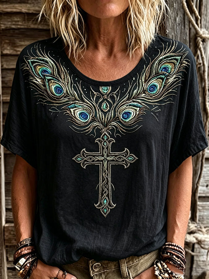 Women'S Retro Faith Cotton And Hemp T-Shirt