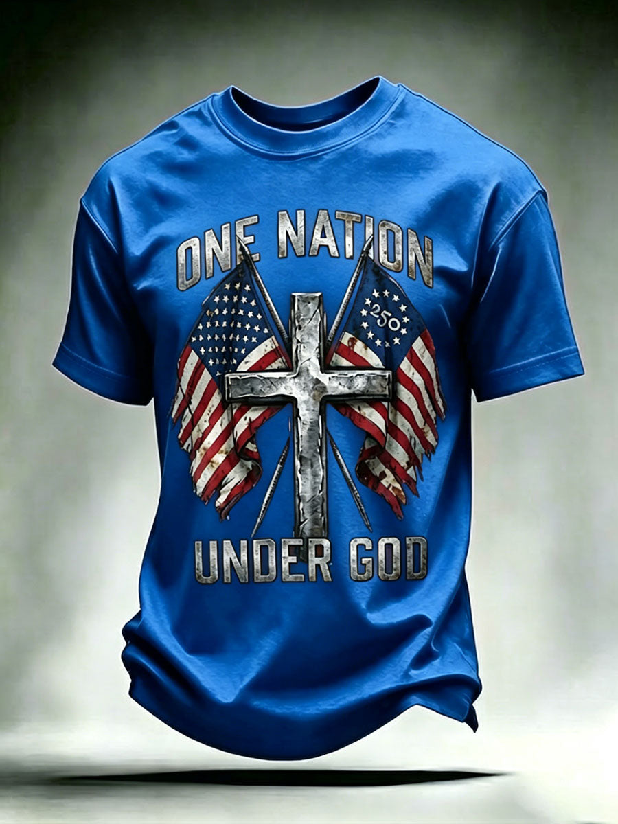 Men'S USA  Independence Day   Faith Art Printed T-Shirt