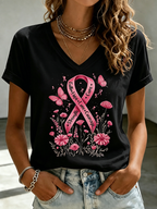 Women'S Breast Cancer Awareness  Printed Casual T-Shirt