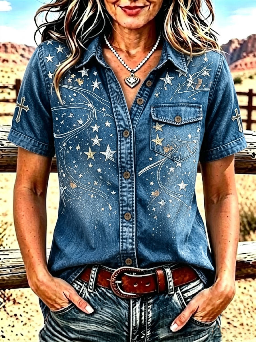 Women's Western-style Faith Short-sleeved Shirt