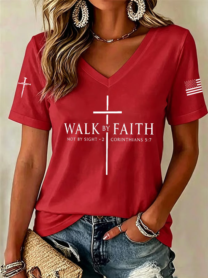 Women's Faith Print Top