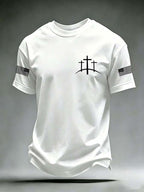 Men'S American Flag Cross Printed Short Sleeve T-Shirt