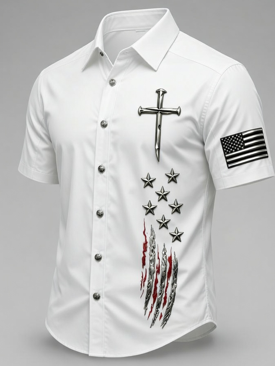 Men's Faith patriotic printed casual shirt