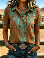Women's Retro Ethnic Art Printed Shirt