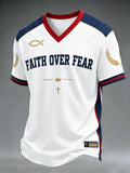 Faith Over Fear Print Men's V Neck T-Shirt