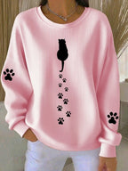 Women'S Simple Pen Cute Cat Paw Print Casual Texture Sportswear