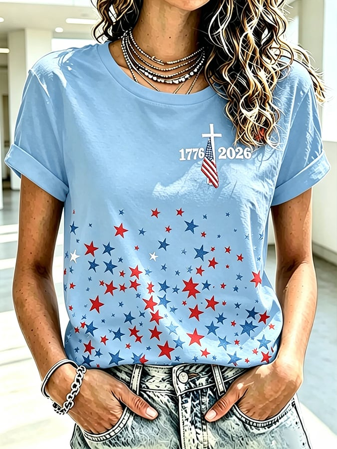 Women's America 250 1776-2026 Freedom Faith Print T-shirt