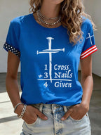 Women'S American 1 Cross+3 Nails 4 Given Printed Casual T-Shirt
