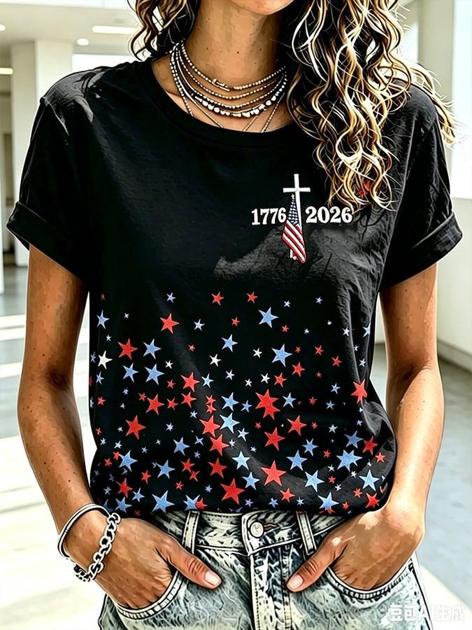 Women's America 250 1776-2026 Freedom Faith Print T-shirt