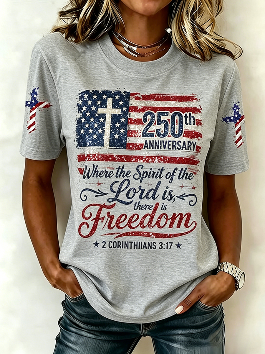 250Th Anniversary Commemorative Faith Glitter Printed Round Neck Top In The United States