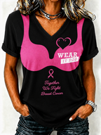 Women'S Breast Cancer Promotional Print Short Sleeved T-Shirt