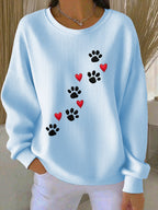 Women's Paw Print Casual Knitted Sweatshirt