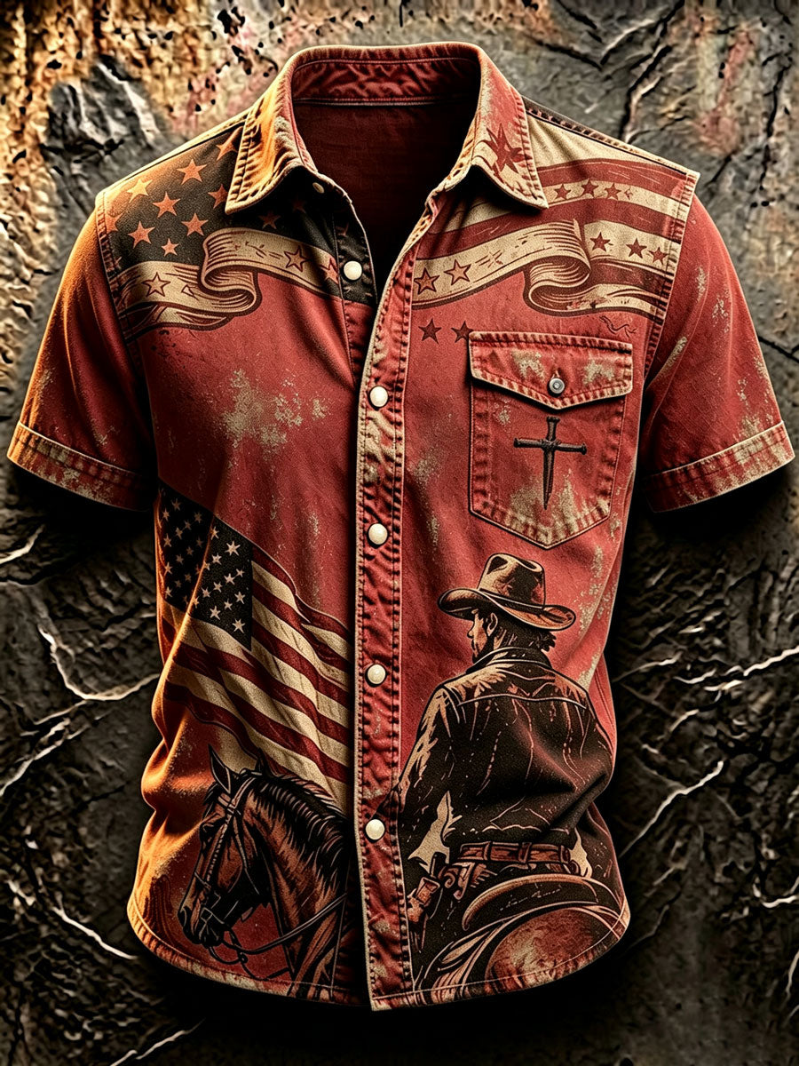 Men'S Western-Style Faith Short-Sleeved Shirt