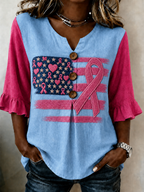 Women'S Casual National Flag Breast Cancer Awareness Propaganda Art Print Top