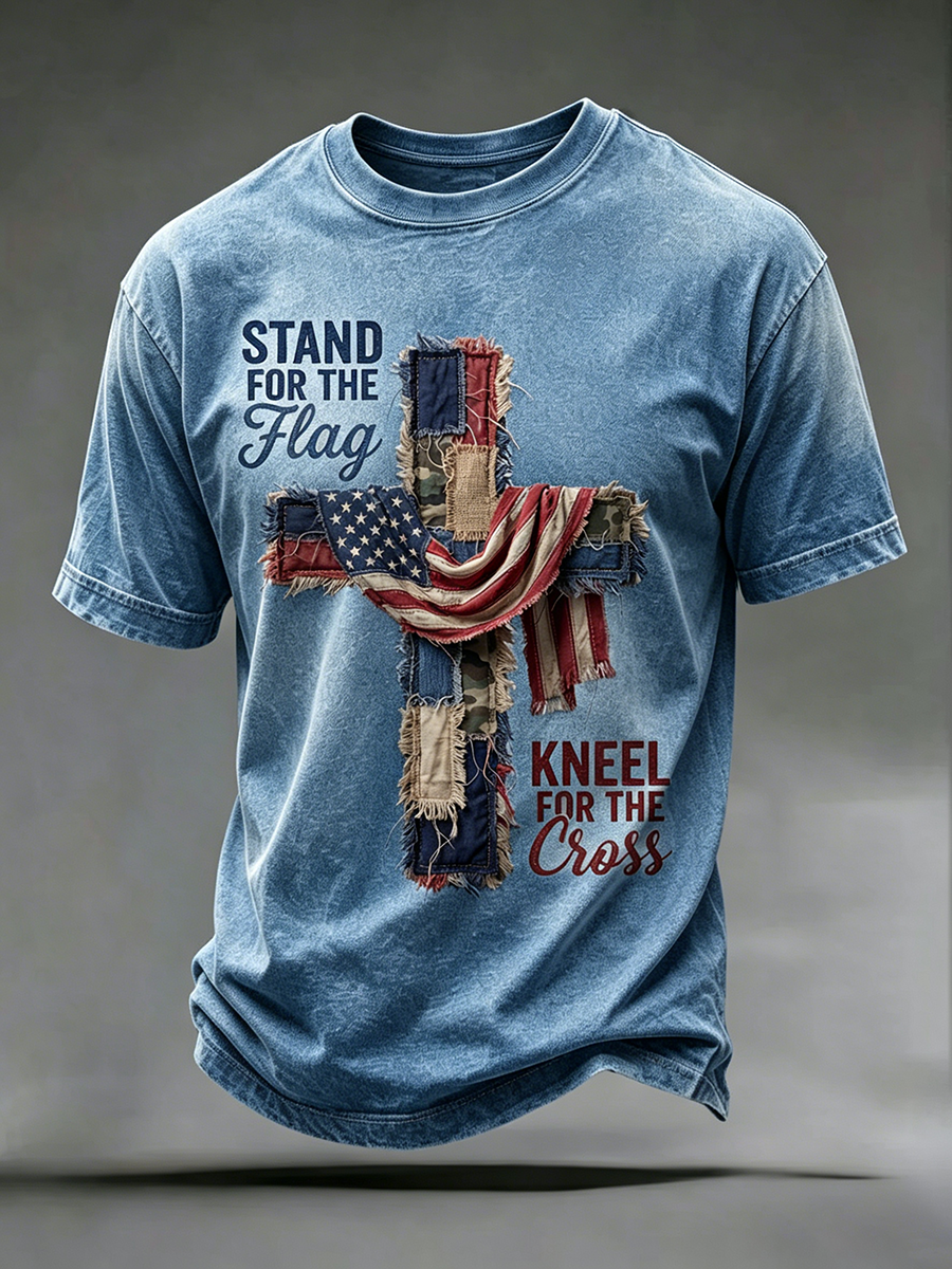 Religious Faith Cross Jesus Casual Printed Round Neck T-Shirt