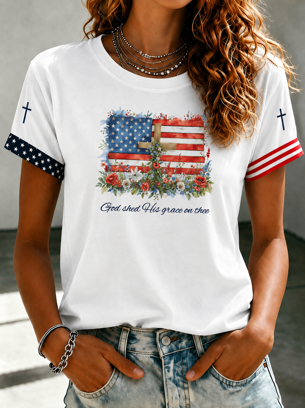 Women'S God Shed His Grace On Thee Printed Casual T-Shirt