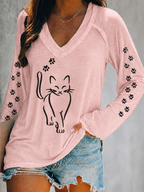 Women's Heart Paw Print Long Sleeve T-shirt