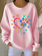 Women's Paw Print Casual Knitted Sweatshirt