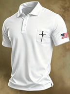 Men'S Faith Cross Printed Polo Shirt