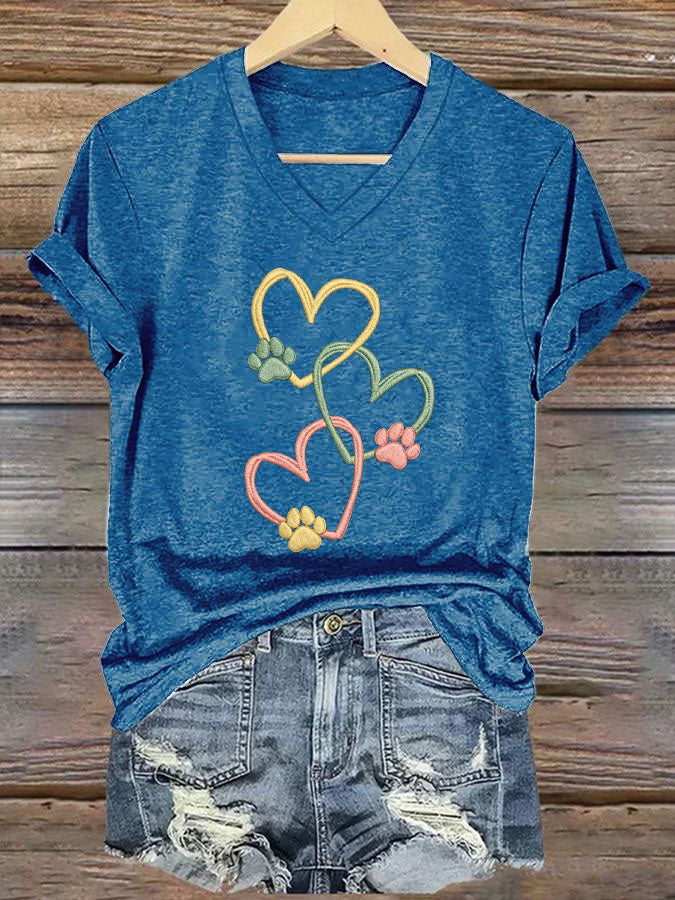 Women'S Dog Paw Print T-shirt