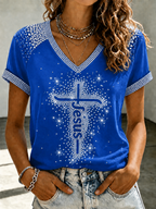 Women'S Faith Art V-Neck Casual Top