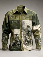 Men'S Western Style Ethnic Print  Pattern Long Sleeved Shirt
