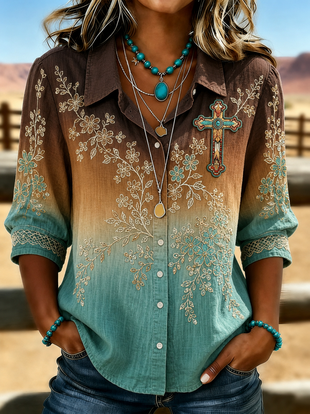 Western Style Belief Cross Shirt