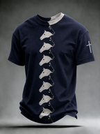 Men'S Western Style Cross Retro Casual T-Shirt