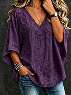 Women'S Cotton And Linen Floral Casual Vacation Top