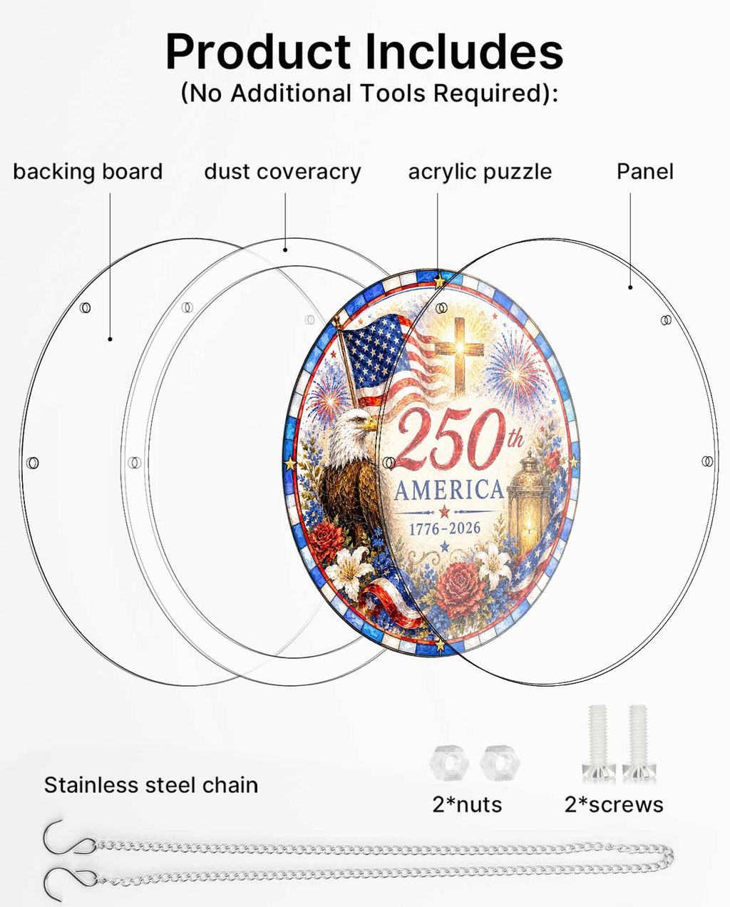 Acrylic Jigsaw Puzzle Suncatcher - Faith & Freedom