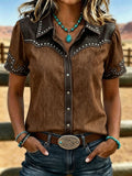 Women's Retro Western Art Printed Shirt
