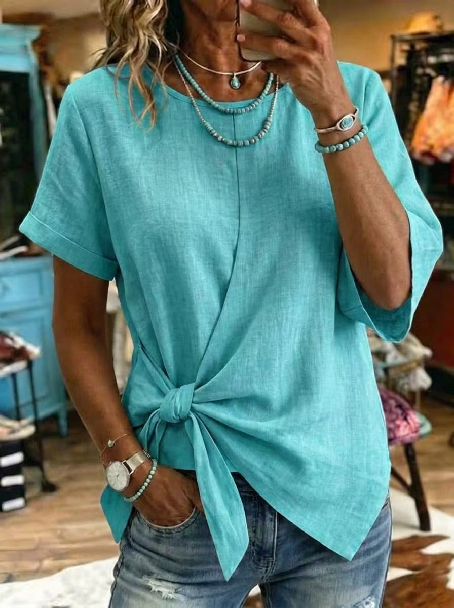 Women's Retro Casual Lace Up Shirt