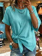 Women's Retro Casual Lace Up Shirt