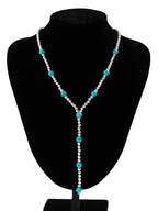 Turquoise Beaded Long Tassel Necklace