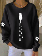 Women'S Simple Pen Cute Cat Paw Print Casual Texture Sportswear
