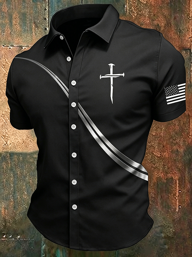 Men's Faith Cross Printed Casual Shirt