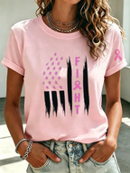 Women'S Breast Cancer US Flag T-Shirt